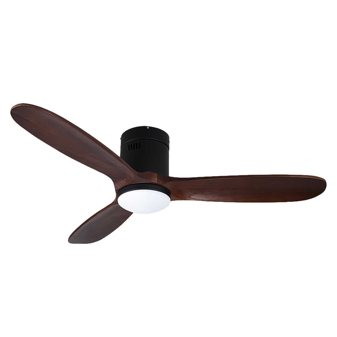 Solid Wood 3-Blade Ceiling Fan with Light & Remote