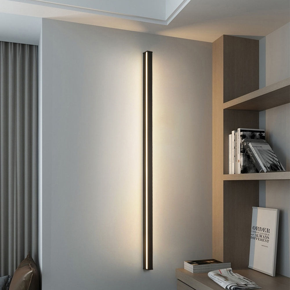 Outdoor Wall Sconce Modern Black Linear LED 40 inch Long Patio Light