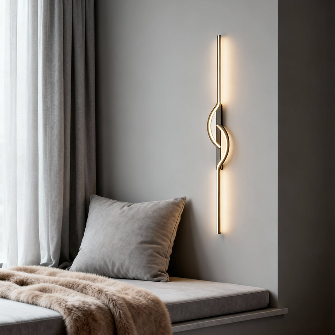 LED Wall Sconce - Modern Black Linear Bar Light - Indoor Bedroom Lamp