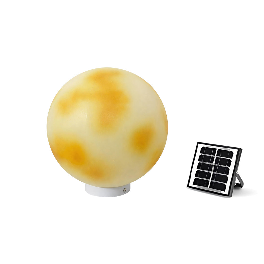 Outdoor Pillar Light - Solar Moon Stone LED - Garden Gate Post Lamp