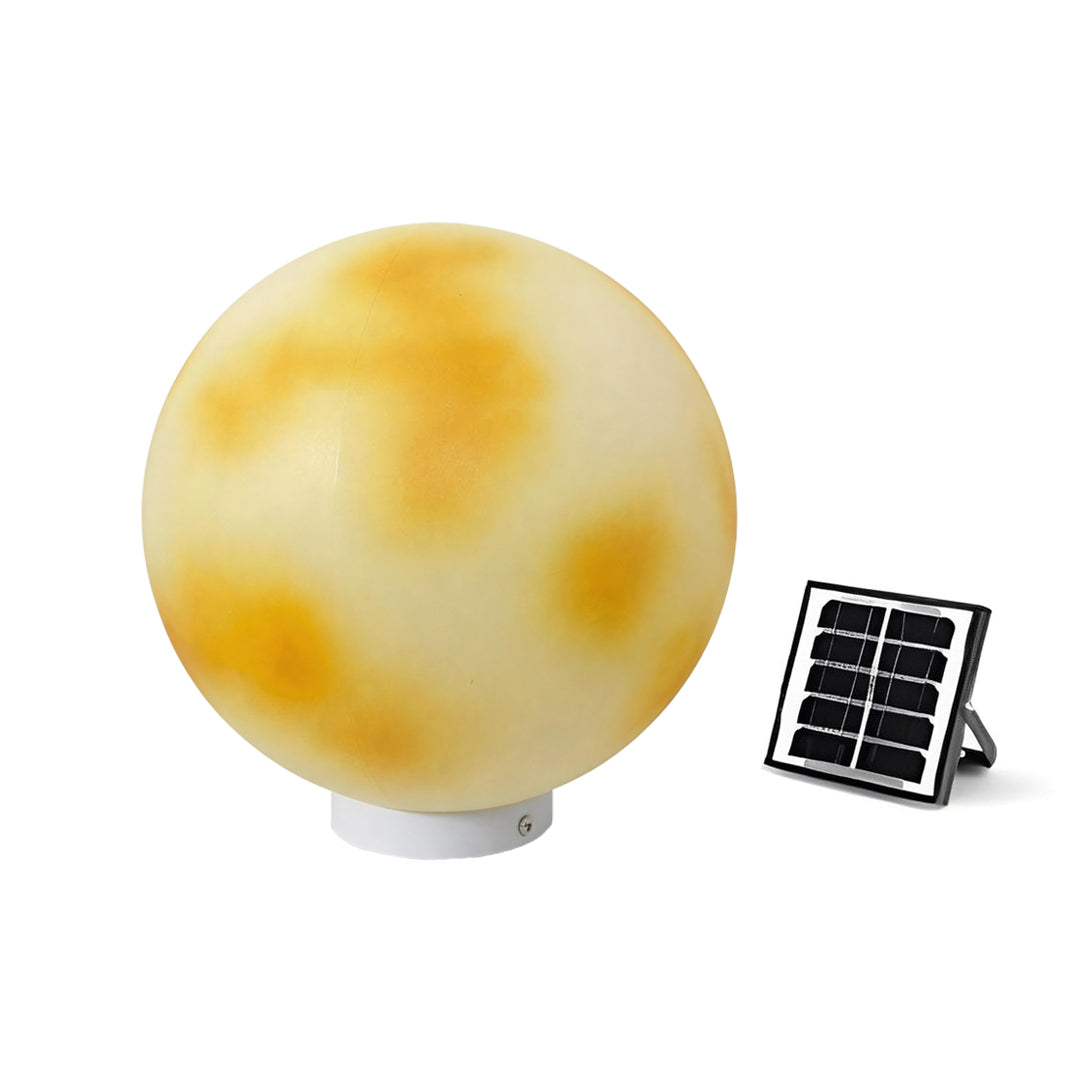 Outdoor Pillar Light - Solar Moon Stone LED - Garden Gate Post Lamp