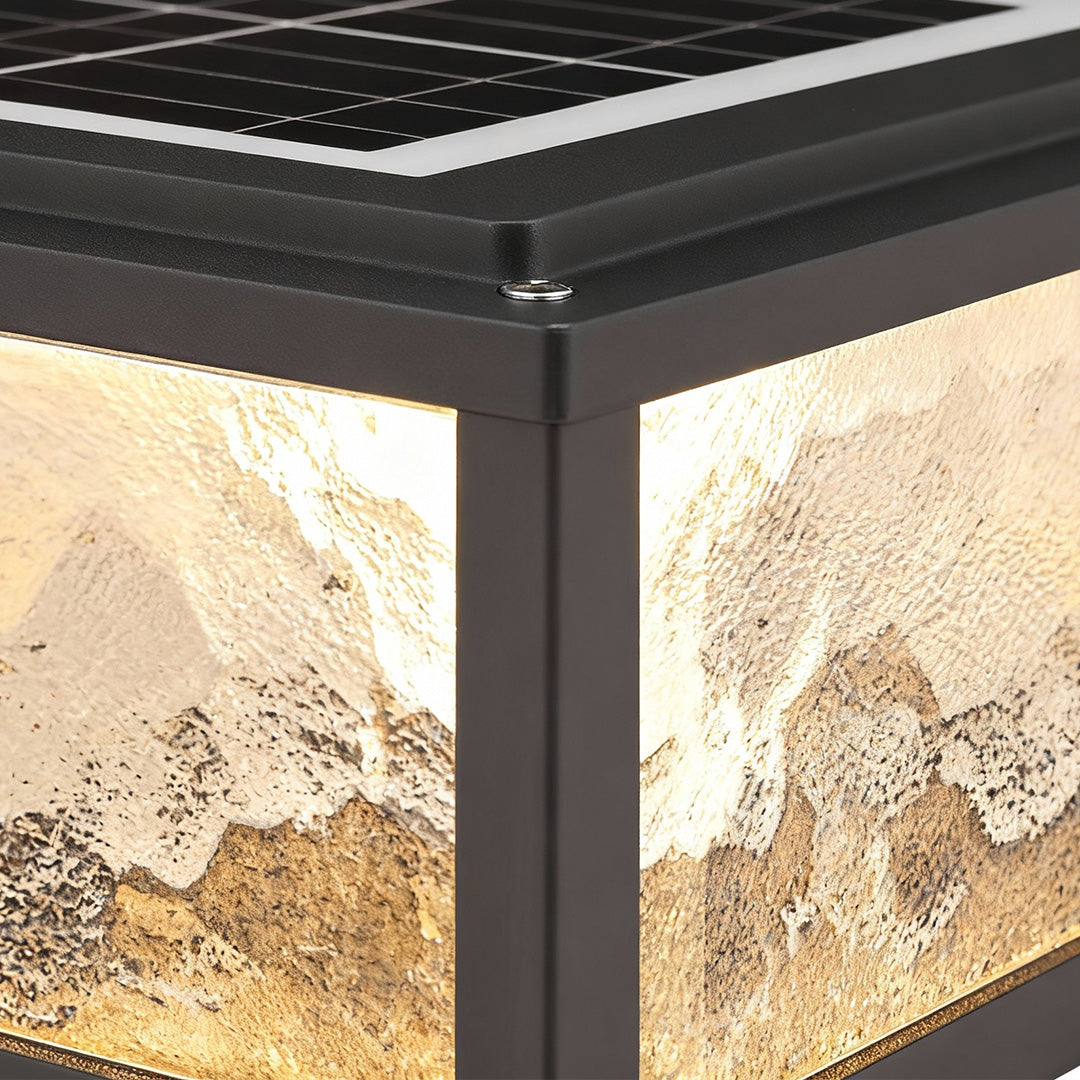 Outdoor Pillar Light - Modern Square LED Solar Post - Waterproof Gate Lamp