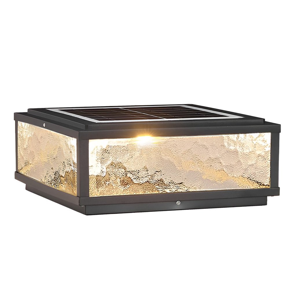 Outdoor Pillar Light - Modern Square LED Solar Post - Waterproof Gate Lamp