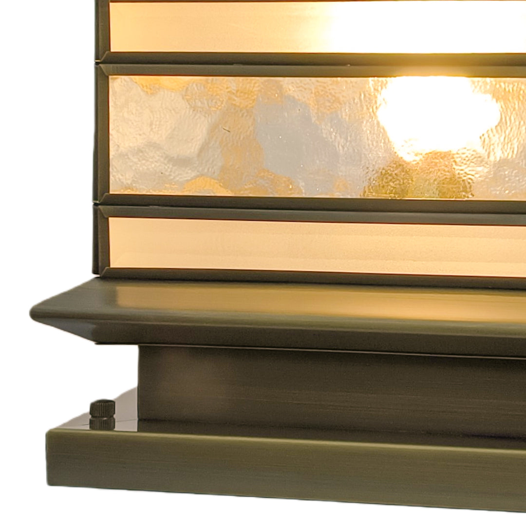 Solar Post Light Retro Copper Outdoor Lantern Fence Pillar Glass Lamp