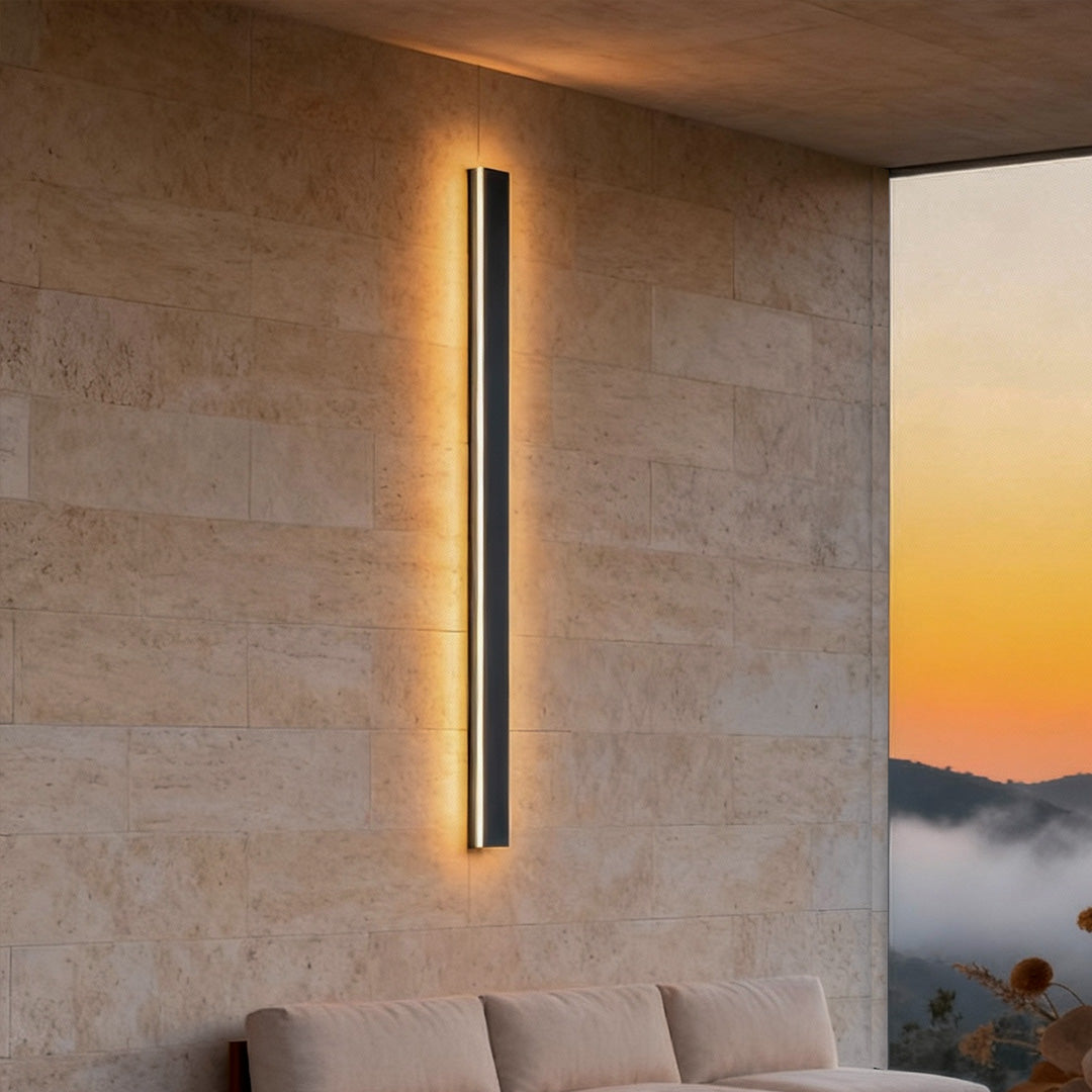 Outdoor Wall Sconce Modern Black Linear LED 40 inch Long Patio Light