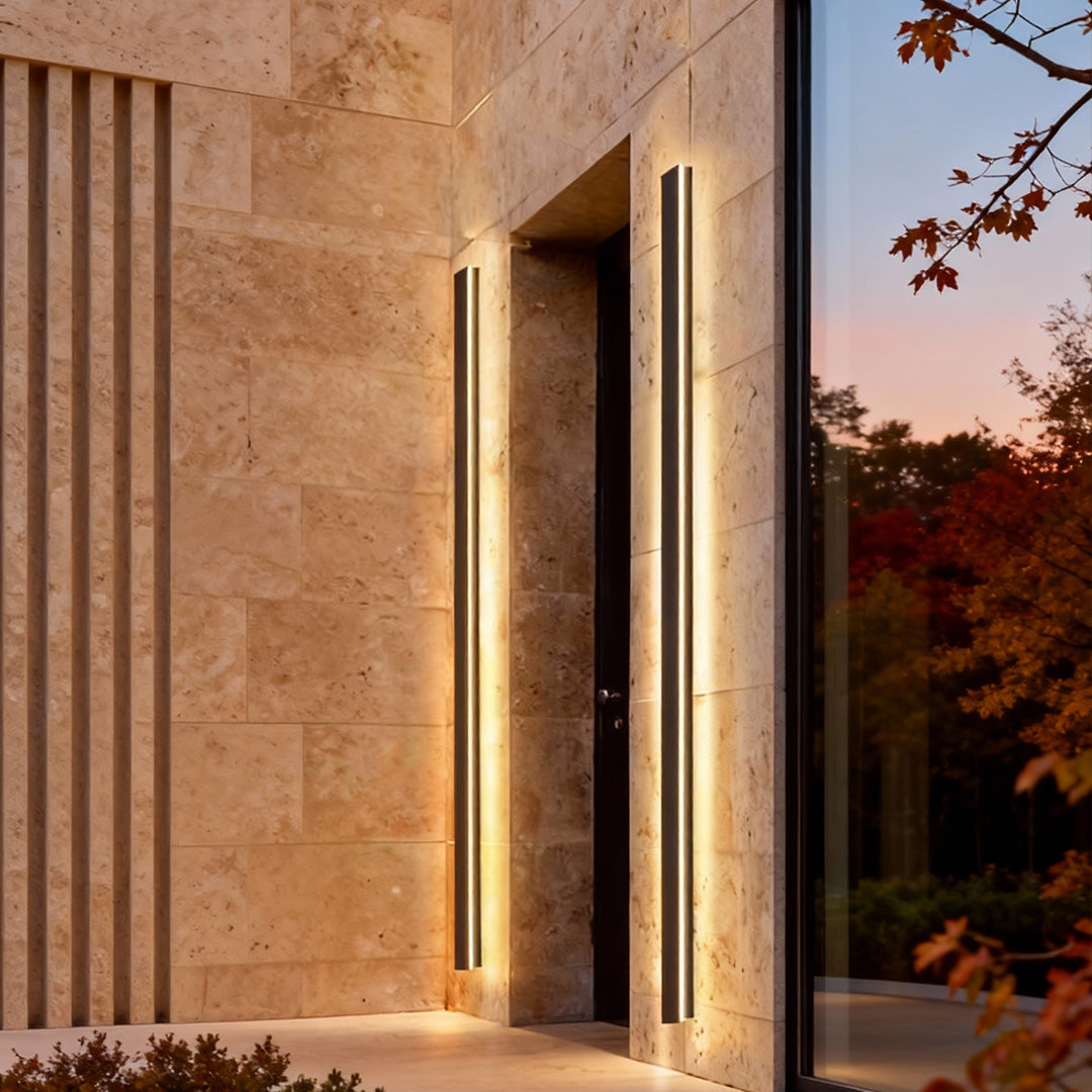 Outdoor Wall Sconce Modern Black Linear LED 40 inch Long Patio Light