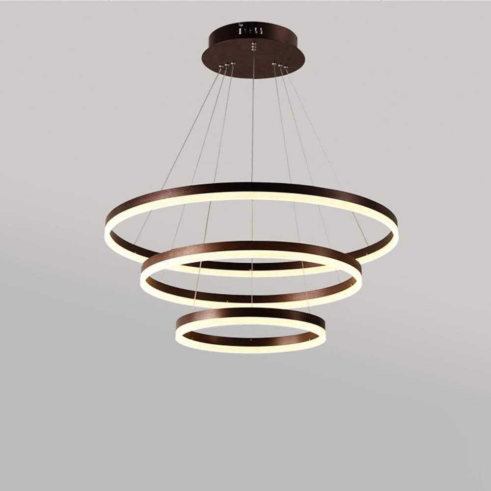 LED Chandelier Modern 3-Ring Trio Pendant Dimmable Bedroom Ceiling