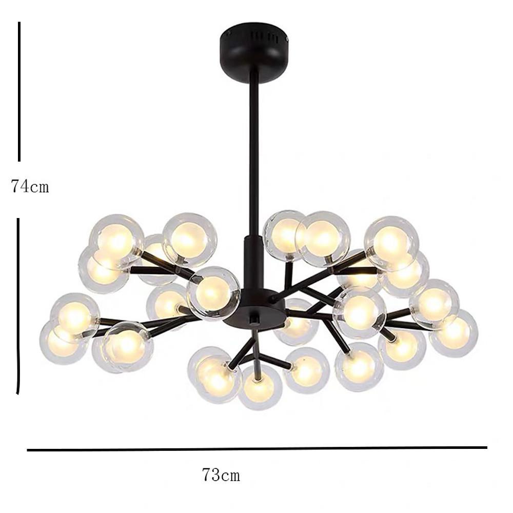 Sputnik Chandelier Modern 25-Light Glass Bubble Gold Black Pendant