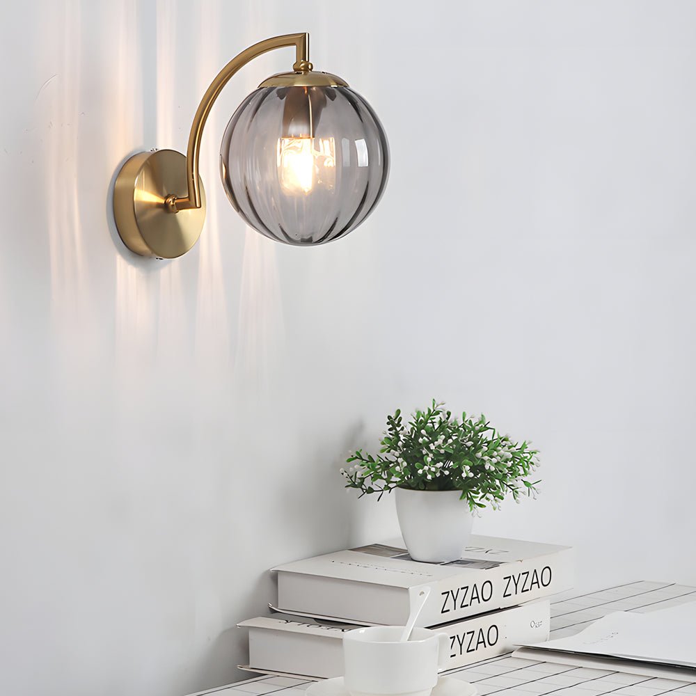 Wall Sconce Modern Curved Arm Glass Ball 6-Color Bedroom Light
