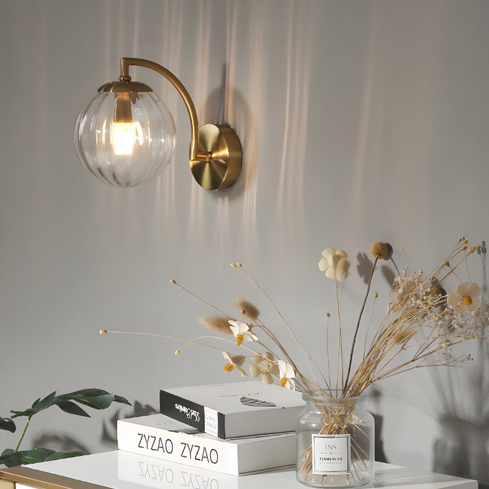 Wall Sconce Modern Curved Arm Glass Ball 6-Color Bedroom Light
