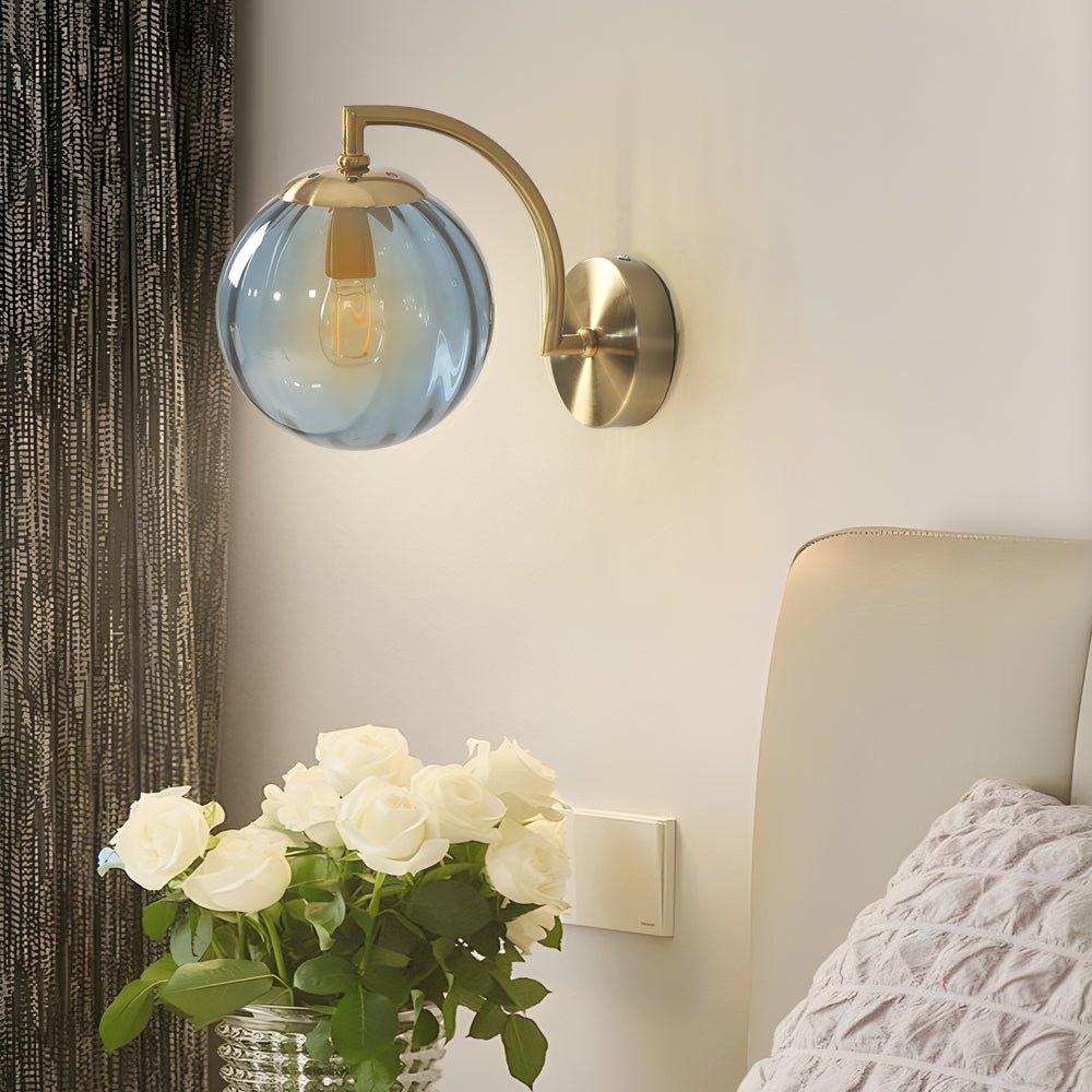 Wall Sconce Modern Curved Arm Glass Ball 6-Color Bedroom Light