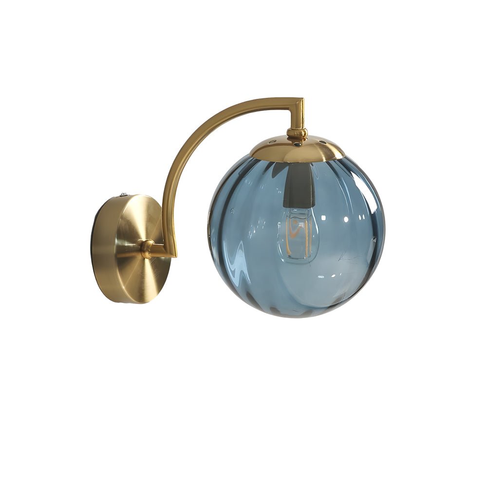 Wall Sconce Modern Curved Arm Glass Ball 6-Color Bedroom Light