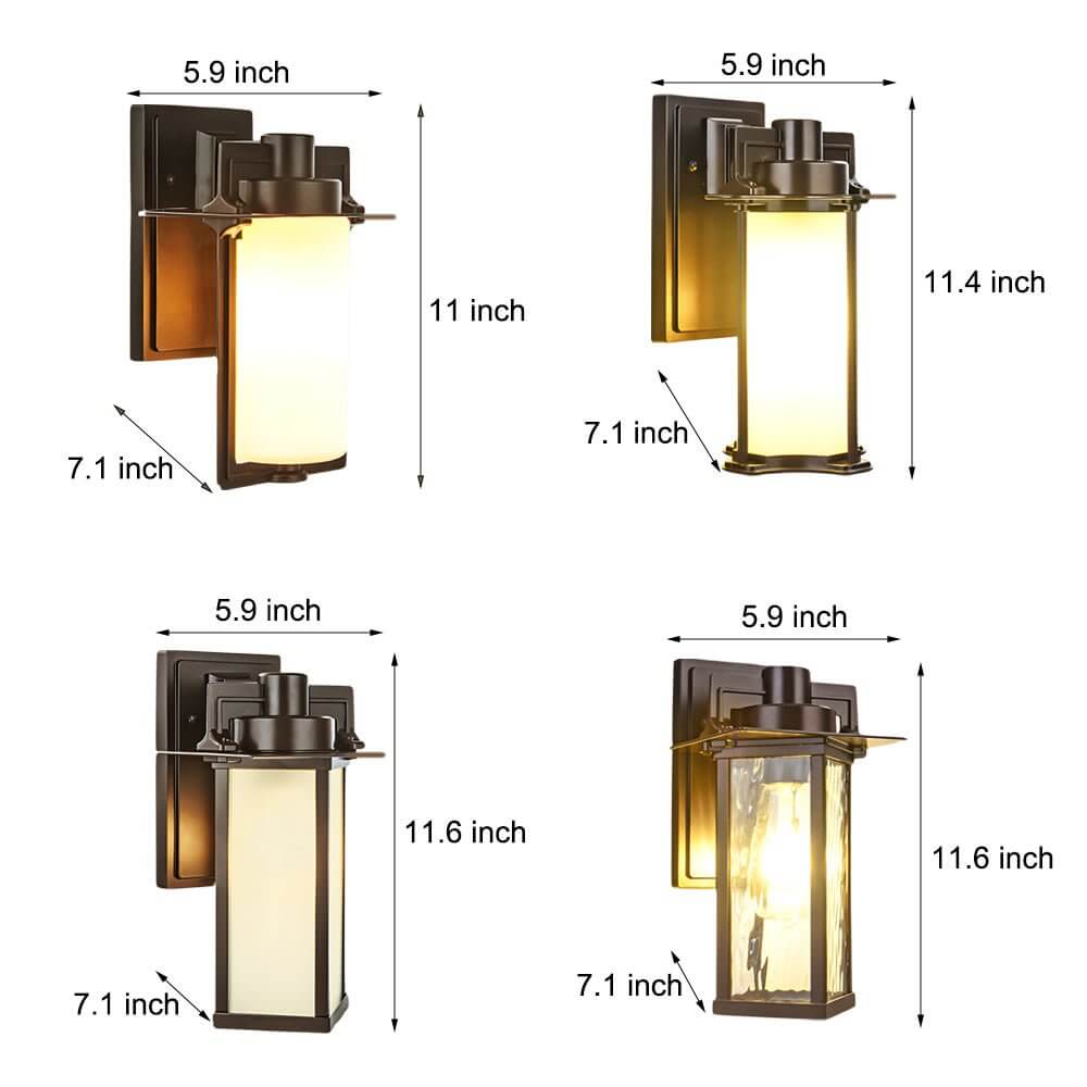 Outdoor Wall Lantern Vintage Glass Aluminum Brown Porch Sconce
