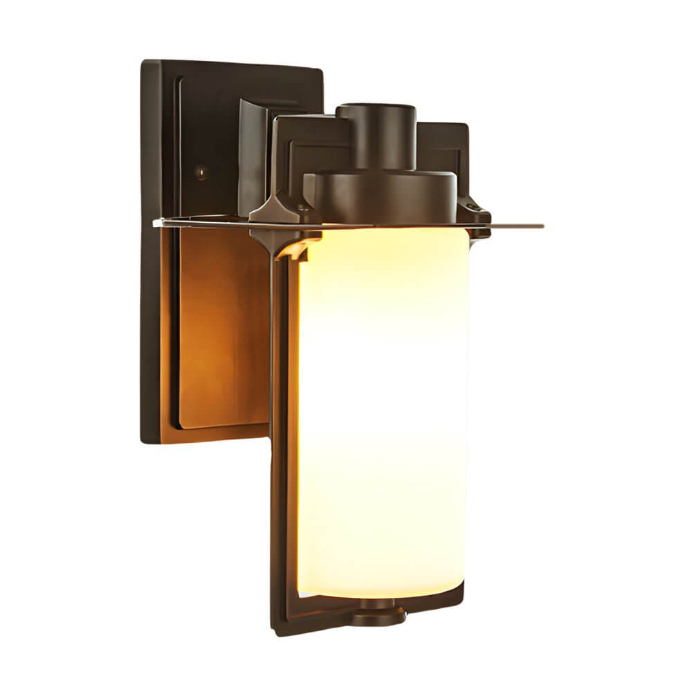 Outdoor Wall Lantern Vintage Glass Aluminum Brown Porch Sconce