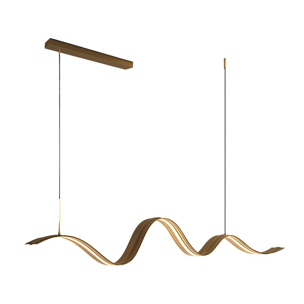 Pendant Light Modern Brass Wave LED Linear Kitchen Island Hanging