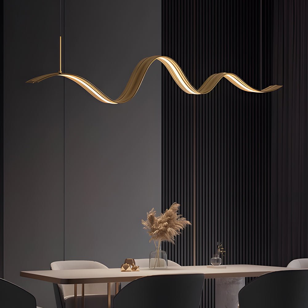 Pendant Light Modern Brass Wave LED Linear Kitchen Island Hanging