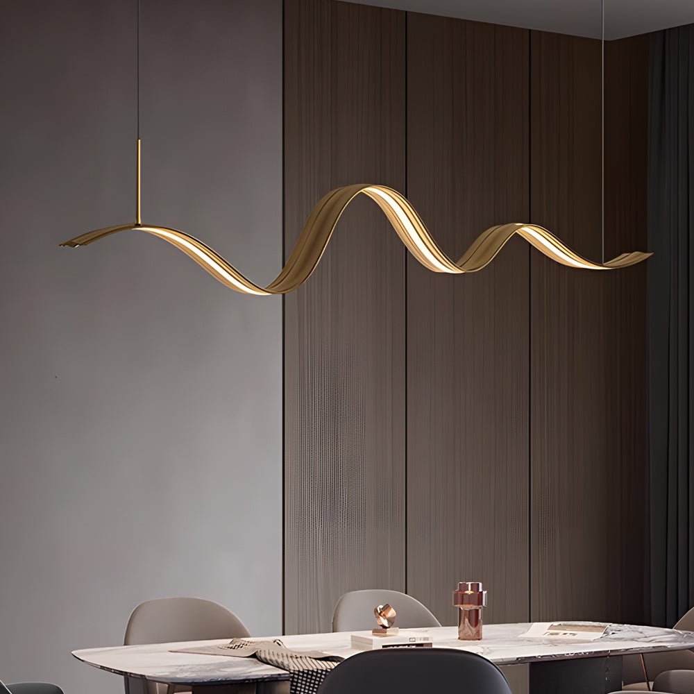 Pendant Light Modern Brass Wave LED Linear Kitchen Island Hanging