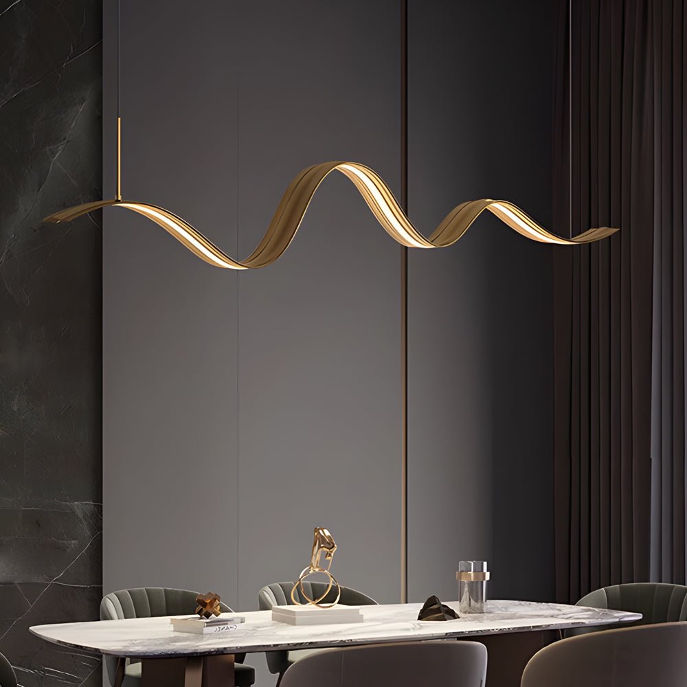 Pendant Light Modern Brass Wave LED Linear Kitchen Island Hanging