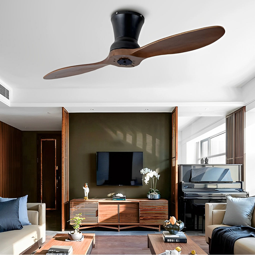 2-Blade Wood Ceiling Fan with Dimmable LED Light & Remote