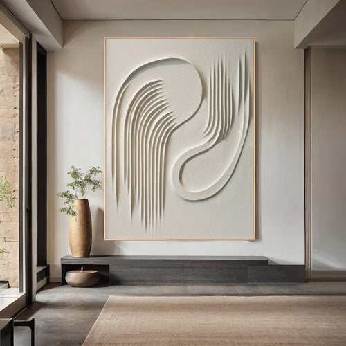 3D Textured Abstract Canvas Flowing Lines Wall Art