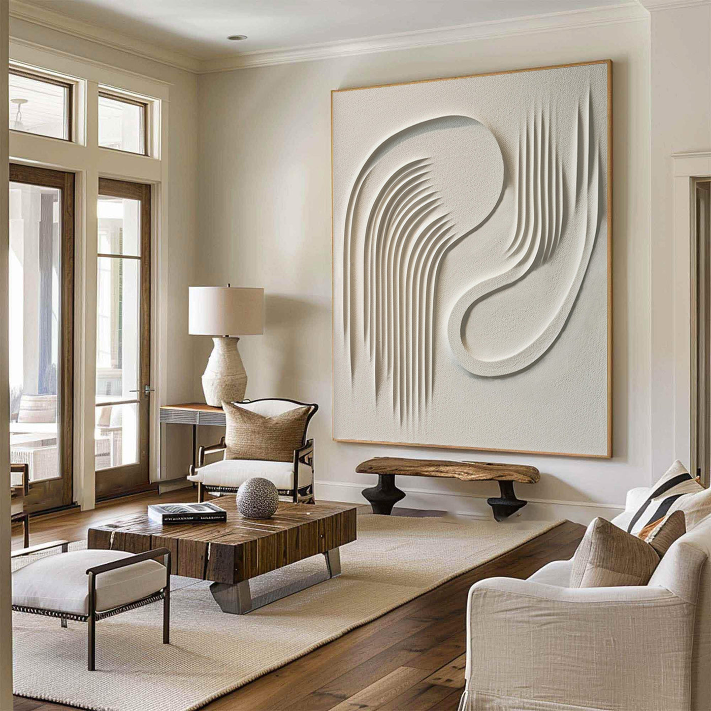 3D Textured Abstract Canvas — Flowing Lines Wall Art