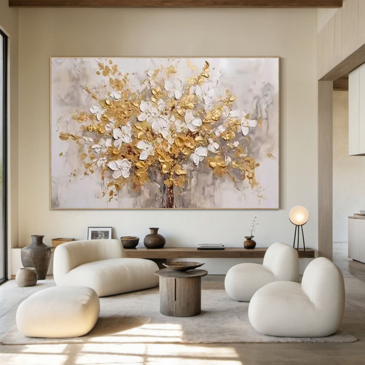 Golden Blossoms Tree — Luxury Wall Art