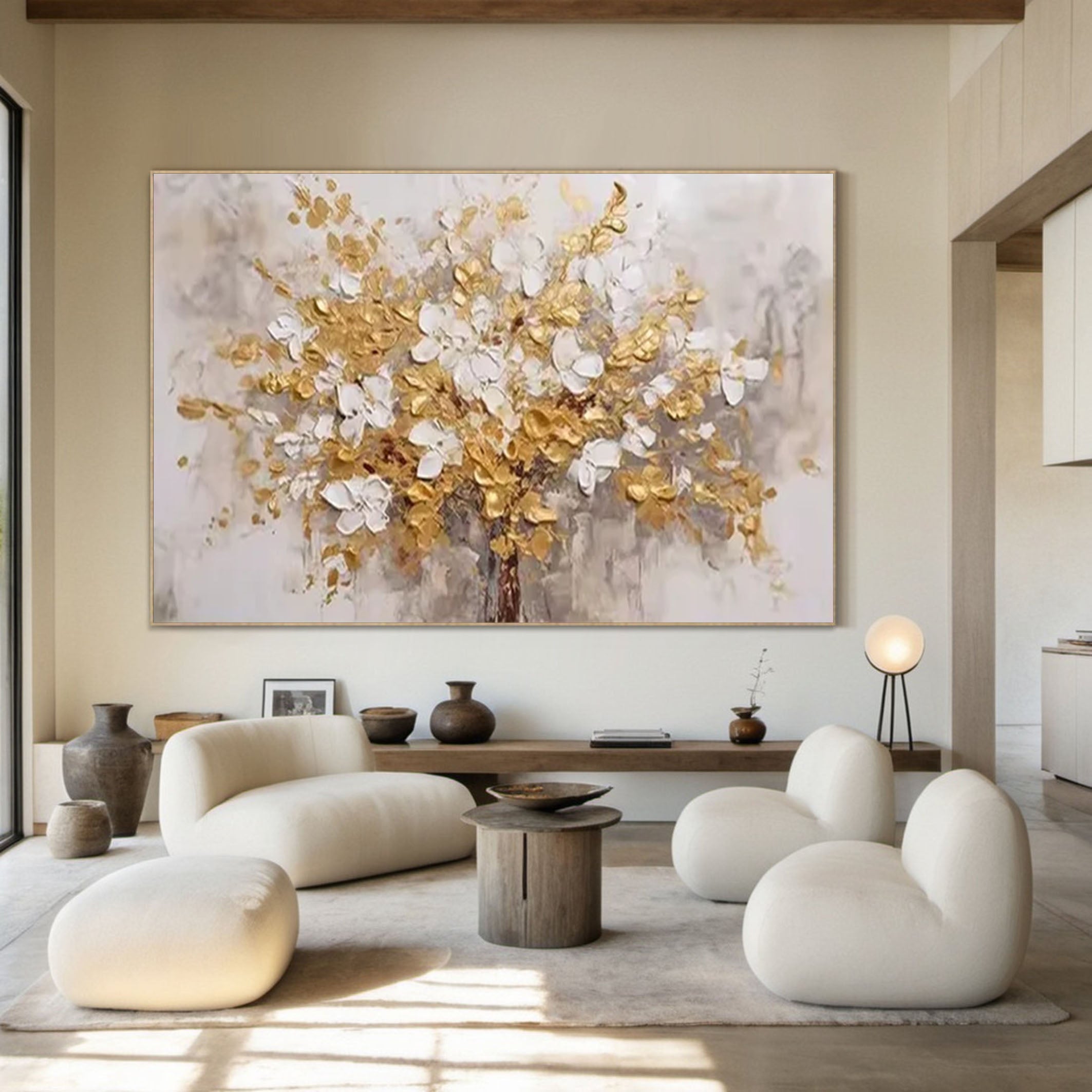 Golden Blossoms Tree — Luxury Wall Art