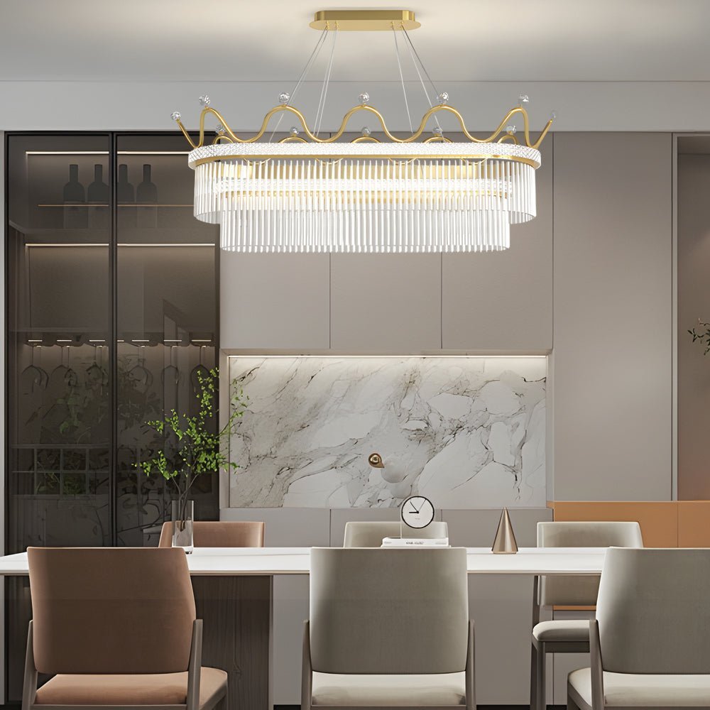 Crystal Chandelier Modern Oval Crown LED Dimmable Dining Pendant