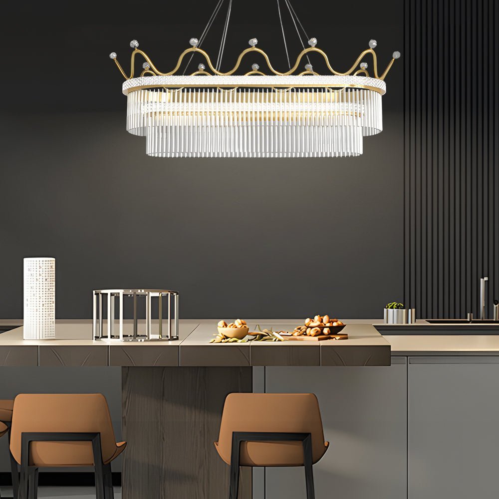 Crystal Chandelier Modern Oval Crown LED Dimmable Dining Pendant