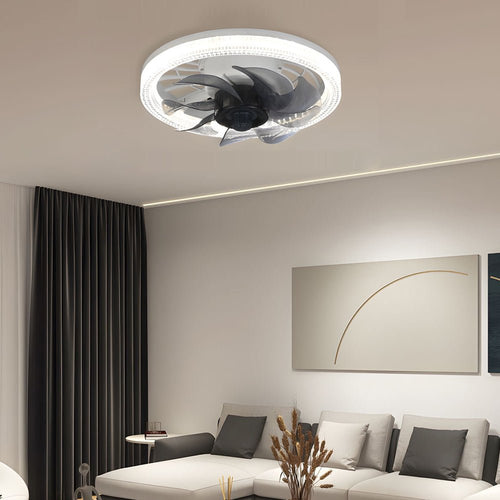 12.2 inch Low-Profile 7-Blade Flush Mount Ceiling Fan with LED