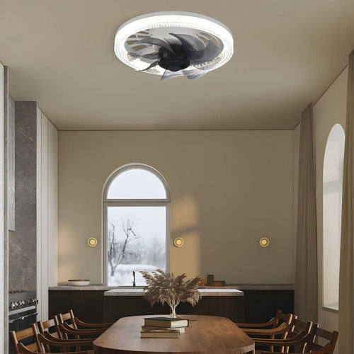 12.2" Low-Profile 7-Blade Flush Mount Ceiling Fan with LED