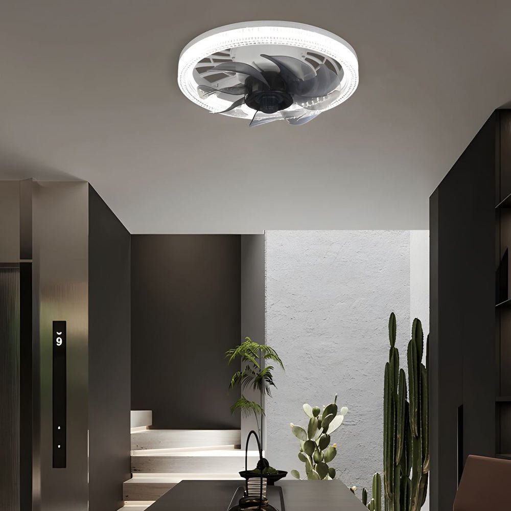 12.2" Low-Profile 7-Blade Flush Mount Ceiling Fan with LED