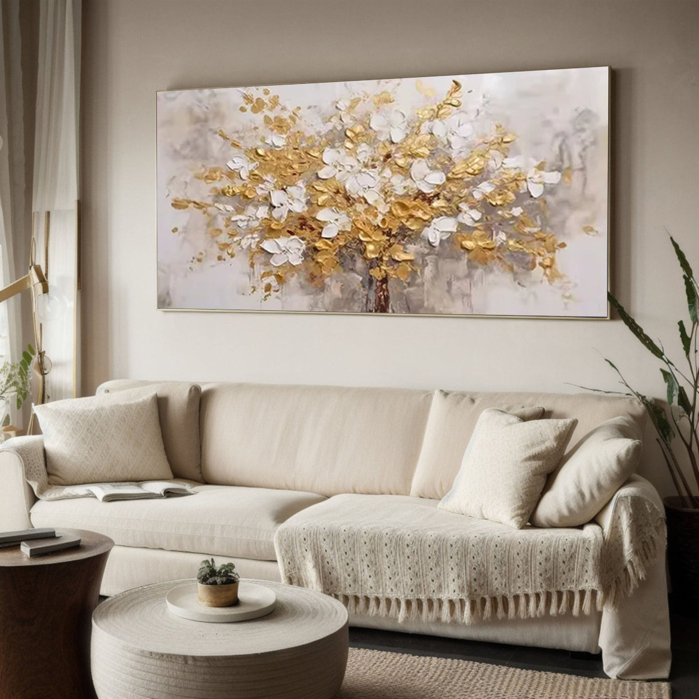 Golden Blossoms Tree — Luxury Wall Art