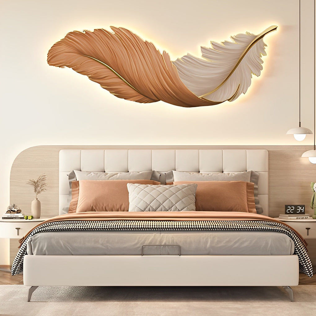 Wall Lamp Luxury Feather LED Art Deco Bedroom Living Room Sconce
