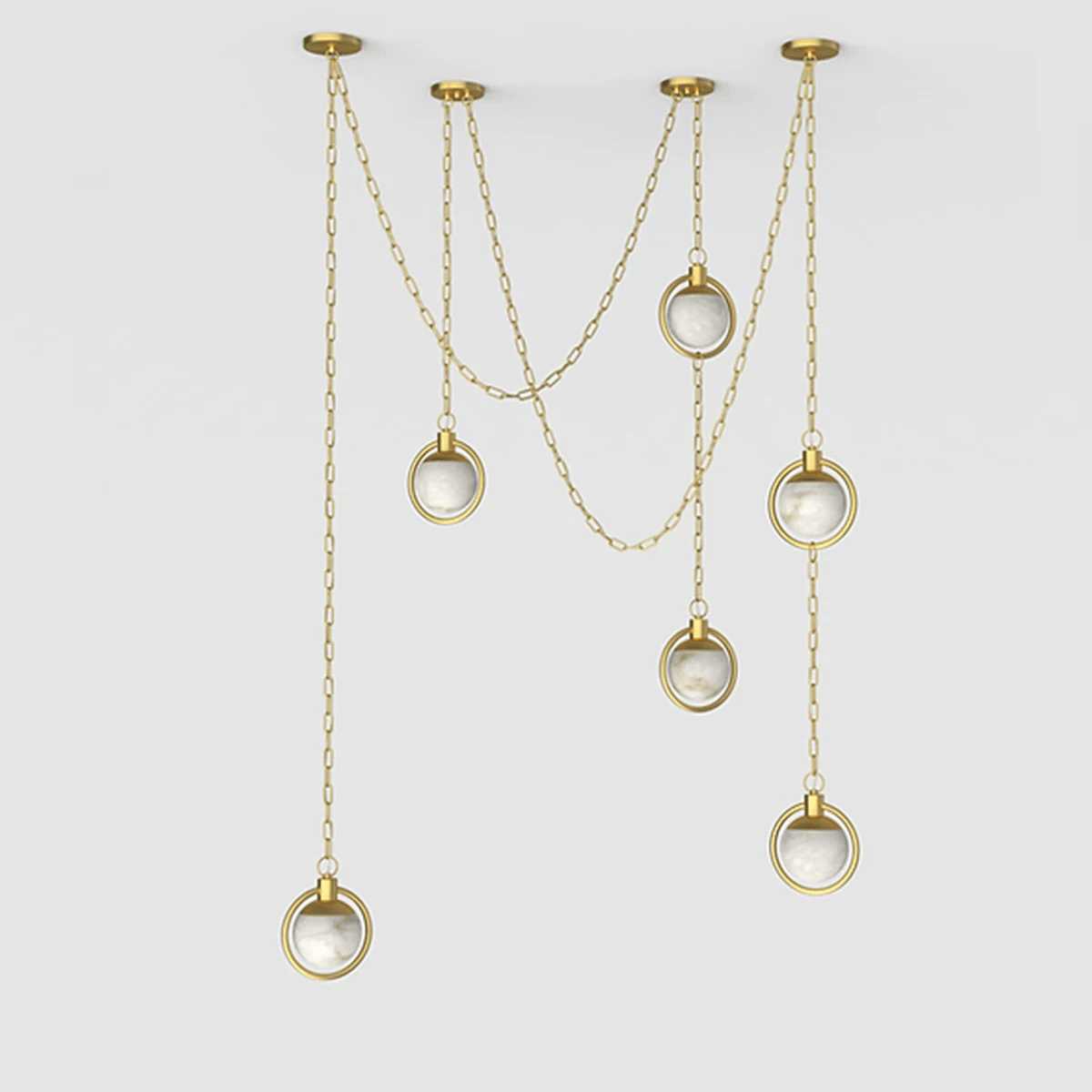 Alabaster Orb Swag Chain Pendant Lamp