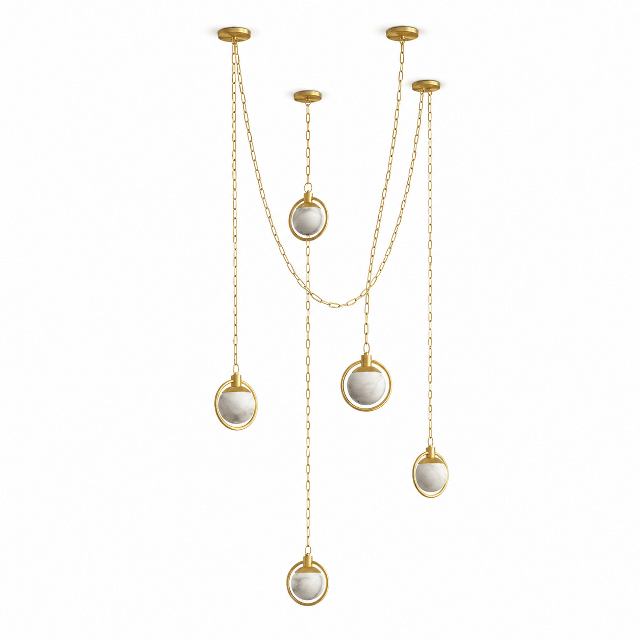 Alabaster Orb Swag Chain Pendant Lamp