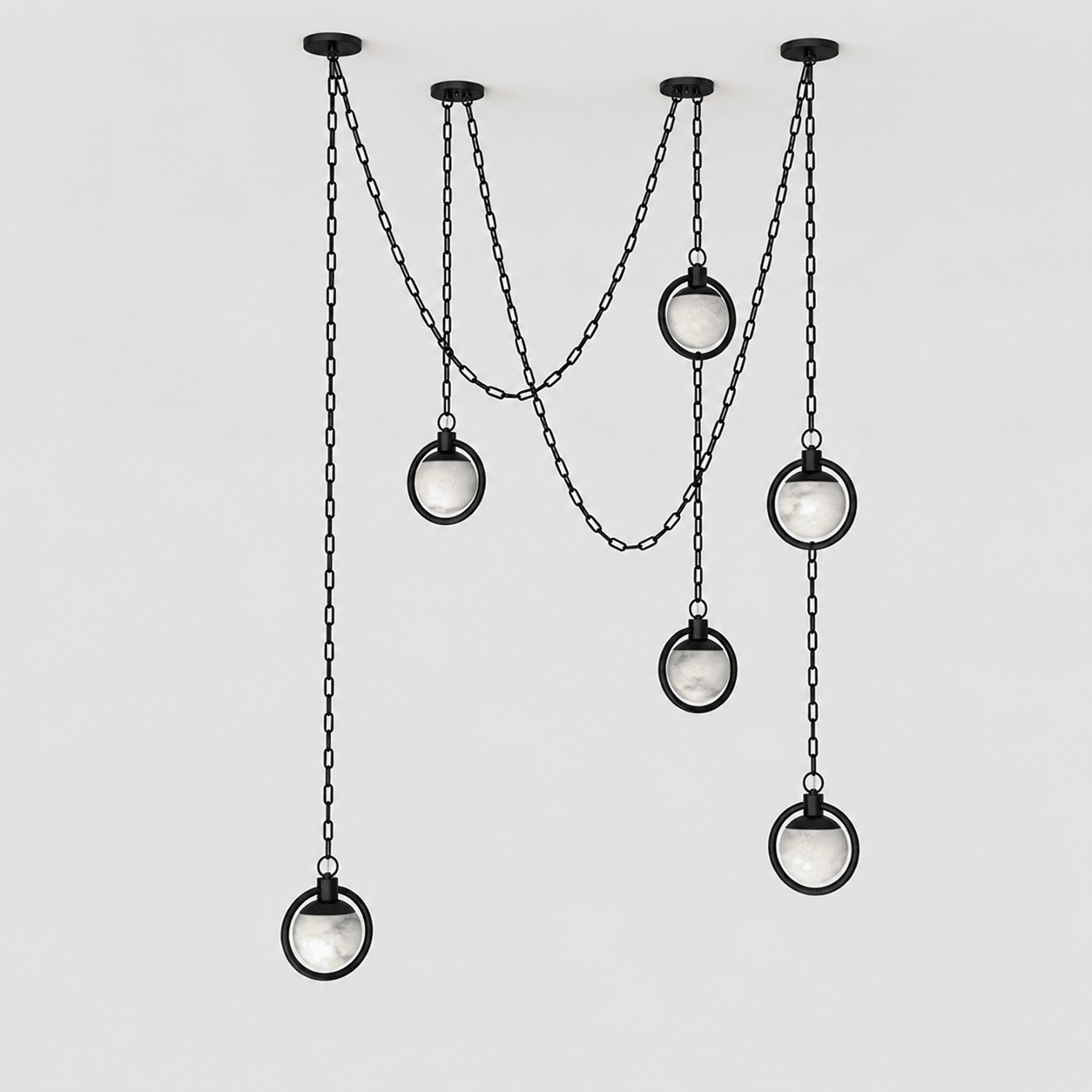 Alabaster Orb Swag Chain Pendant Lamp