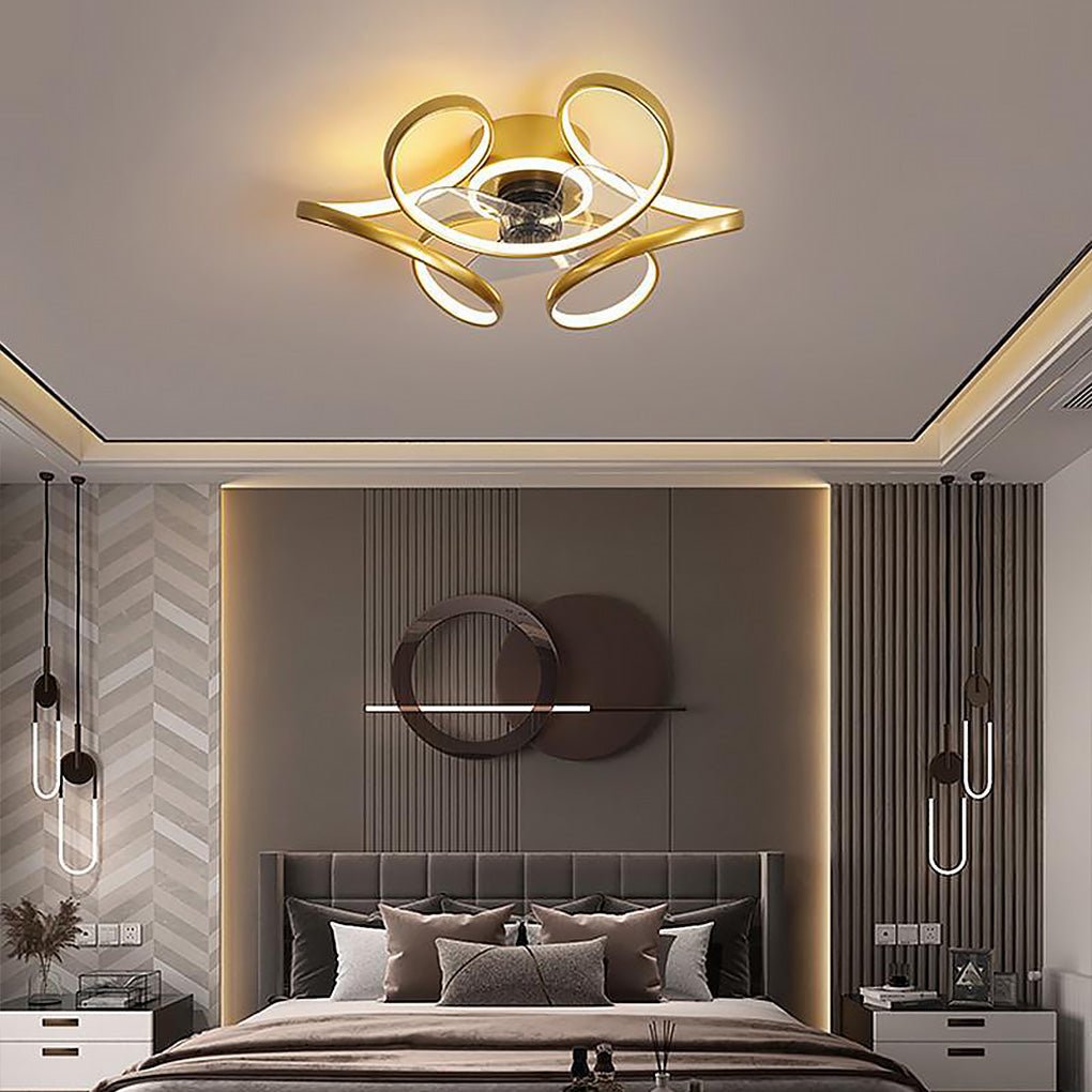 18 inch Flower Chandelier Ceiling Fan with LED Light and Remote