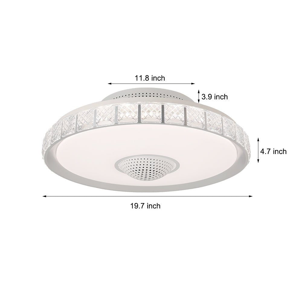 19.7" Bladeless Drum Ceiling Fan with LED Light & Remote