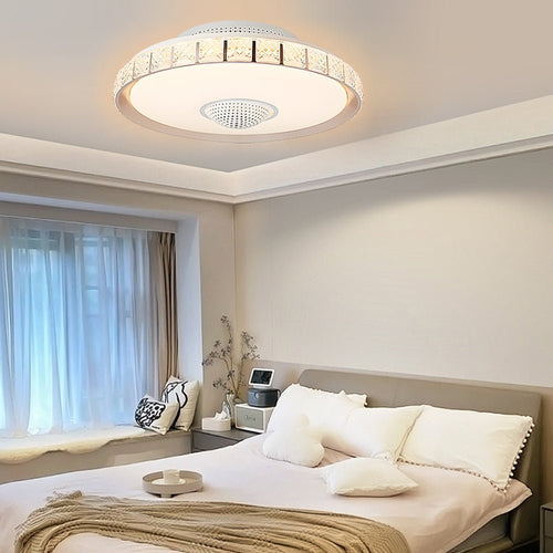 19.7" Bladeless Drum Ceiling Fan with LED Light & Remote