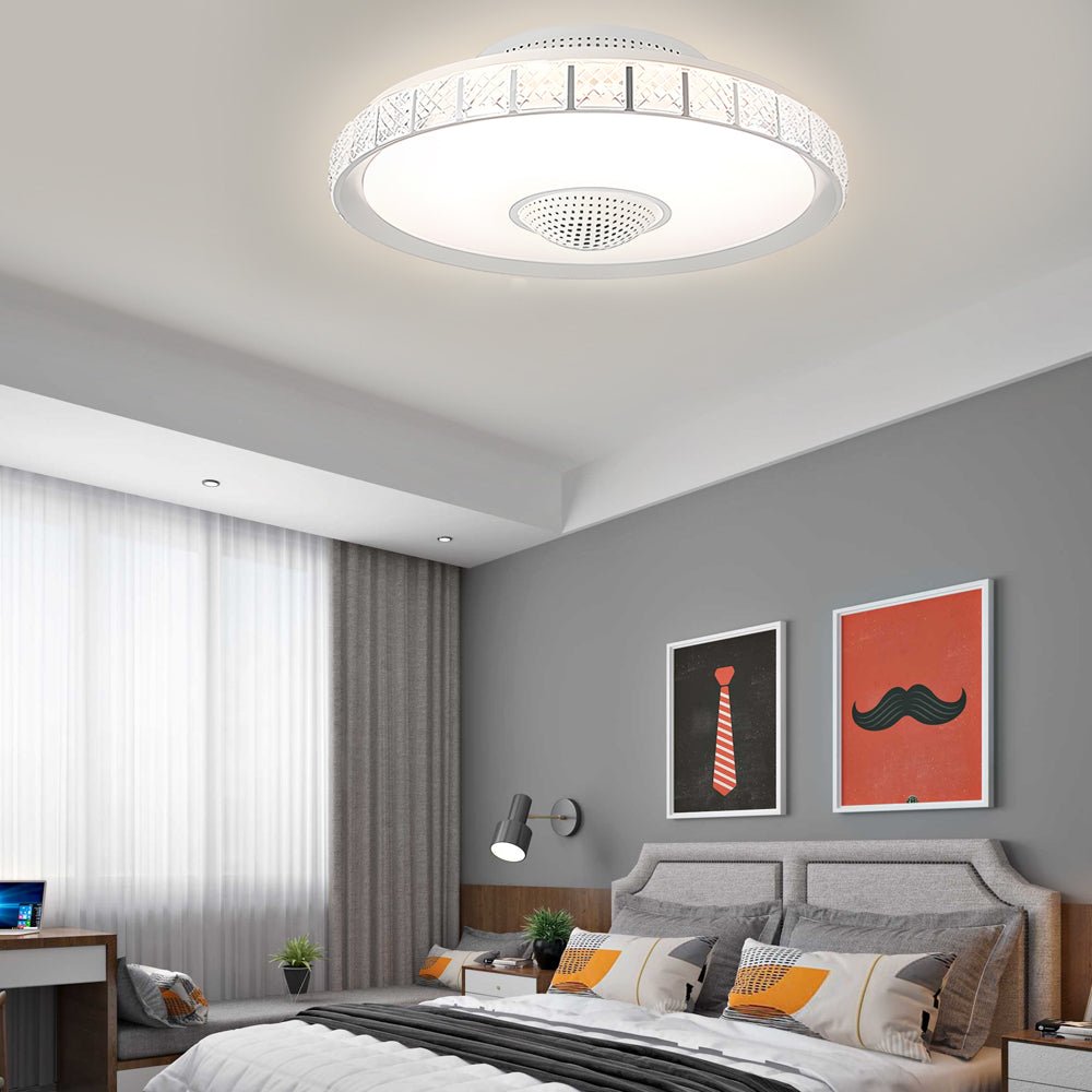 19.7" Bladeless Drum Ceiling Fan with LED Light & Remote