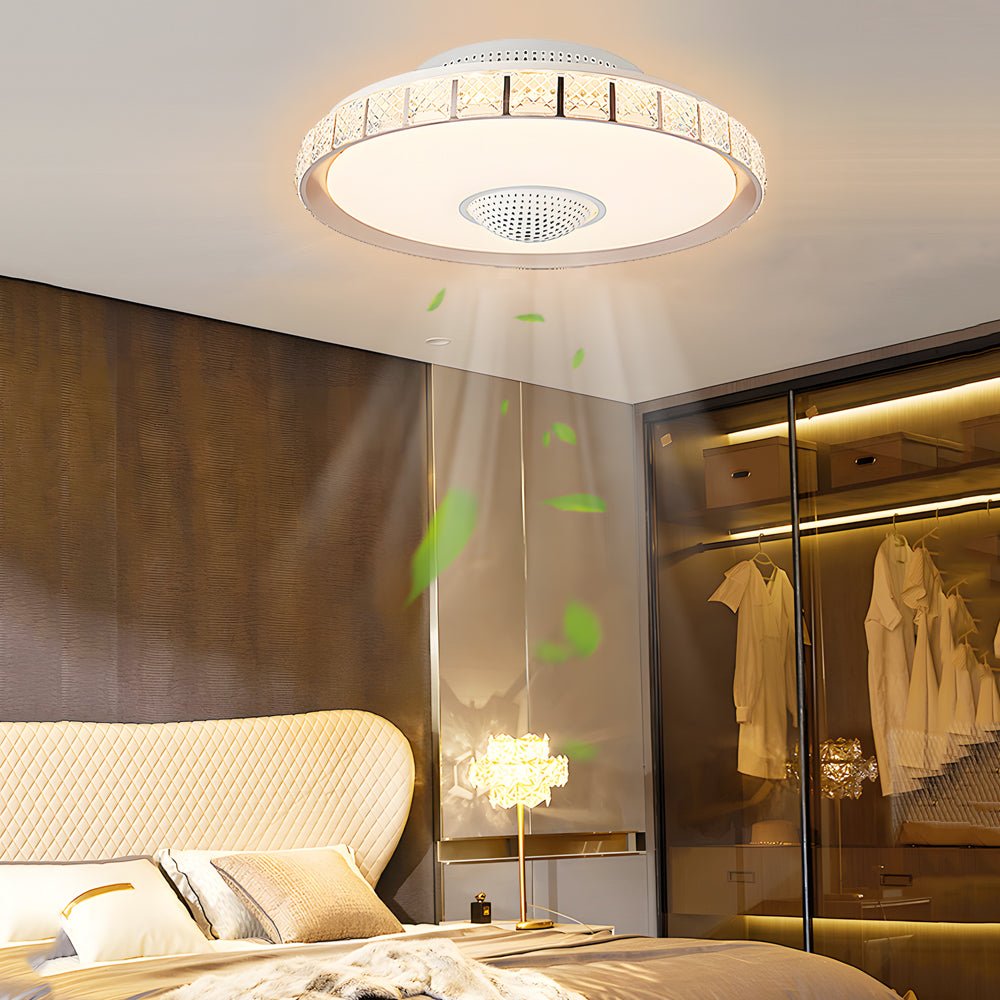 19.7" Bladeless Drum Ceiling Fan with LED Light & Remote