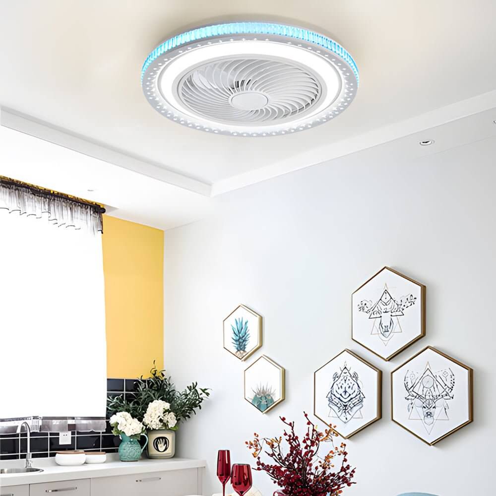 19.7" Bladeless Ceiling Fan with LED Light — Enclosed Design