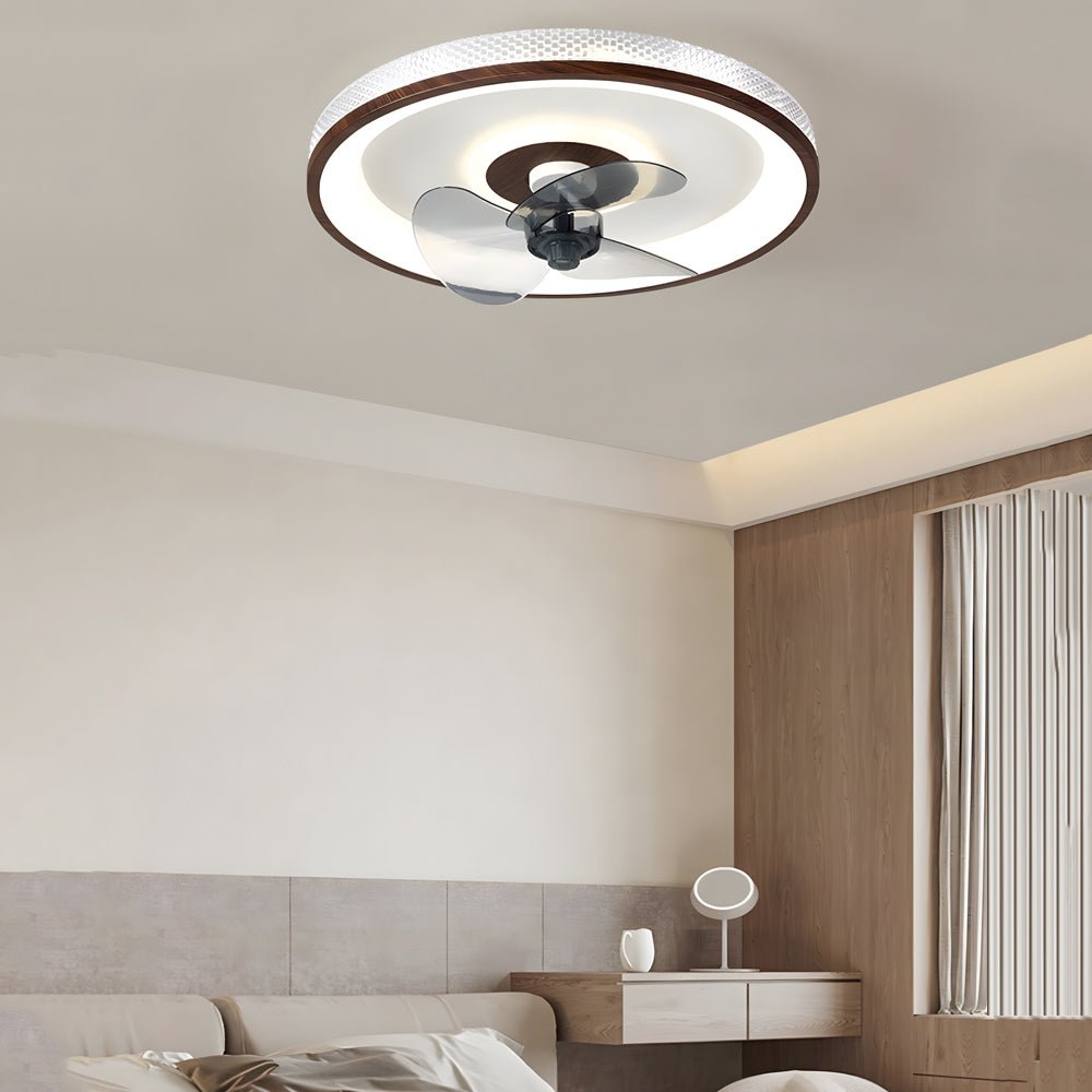 19.7" Walnut Low-Profile Ceiling Fan with LED Light & Remote