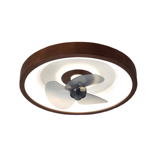 19.7 inch Walnut Low-Profile Ceiling Fan with LED Light and Remote