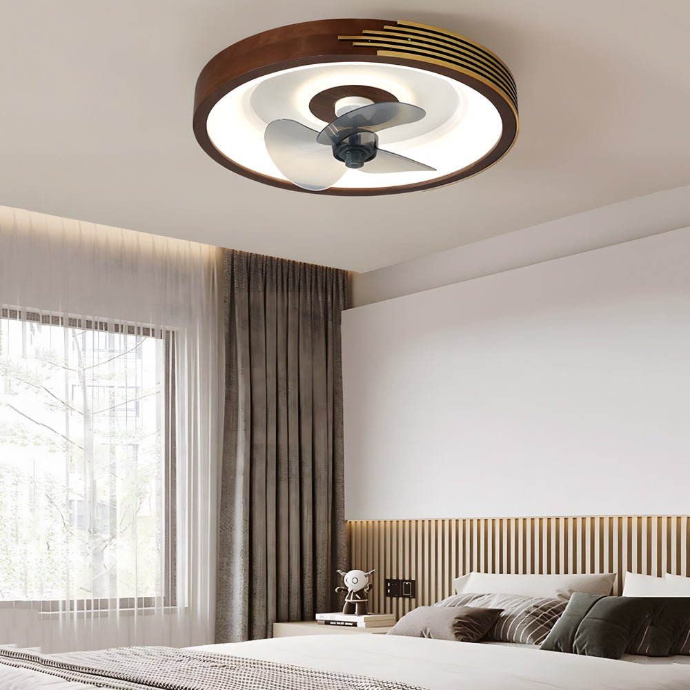 19.7" Walnut Low-Profile Ceiling Fan with LED Light & Remote