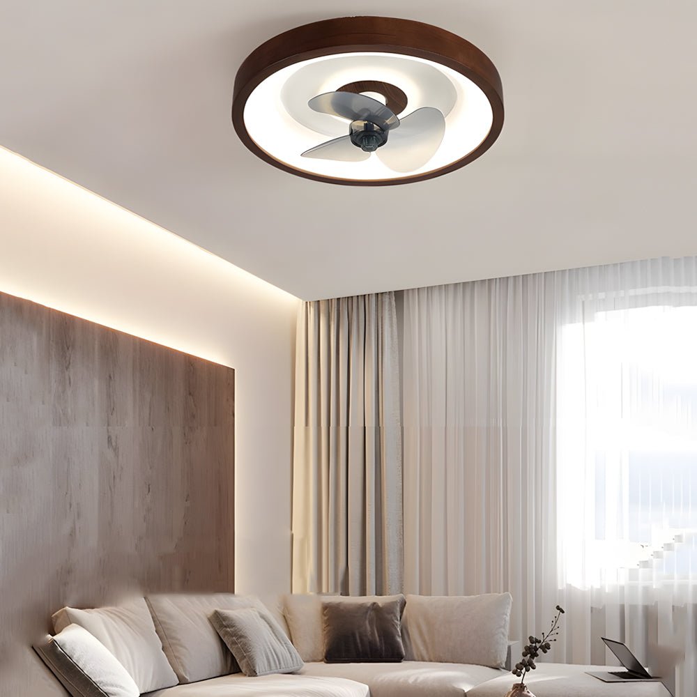 19.7" Walnut Low-Profile Ceiling Fan with LED Light & Remote