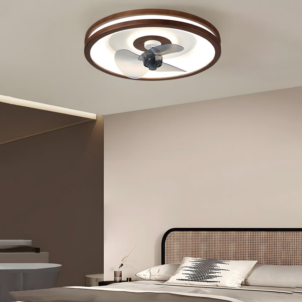 19.7" Walnut Low-Profile Ceiling Fan with LED Light & Remote