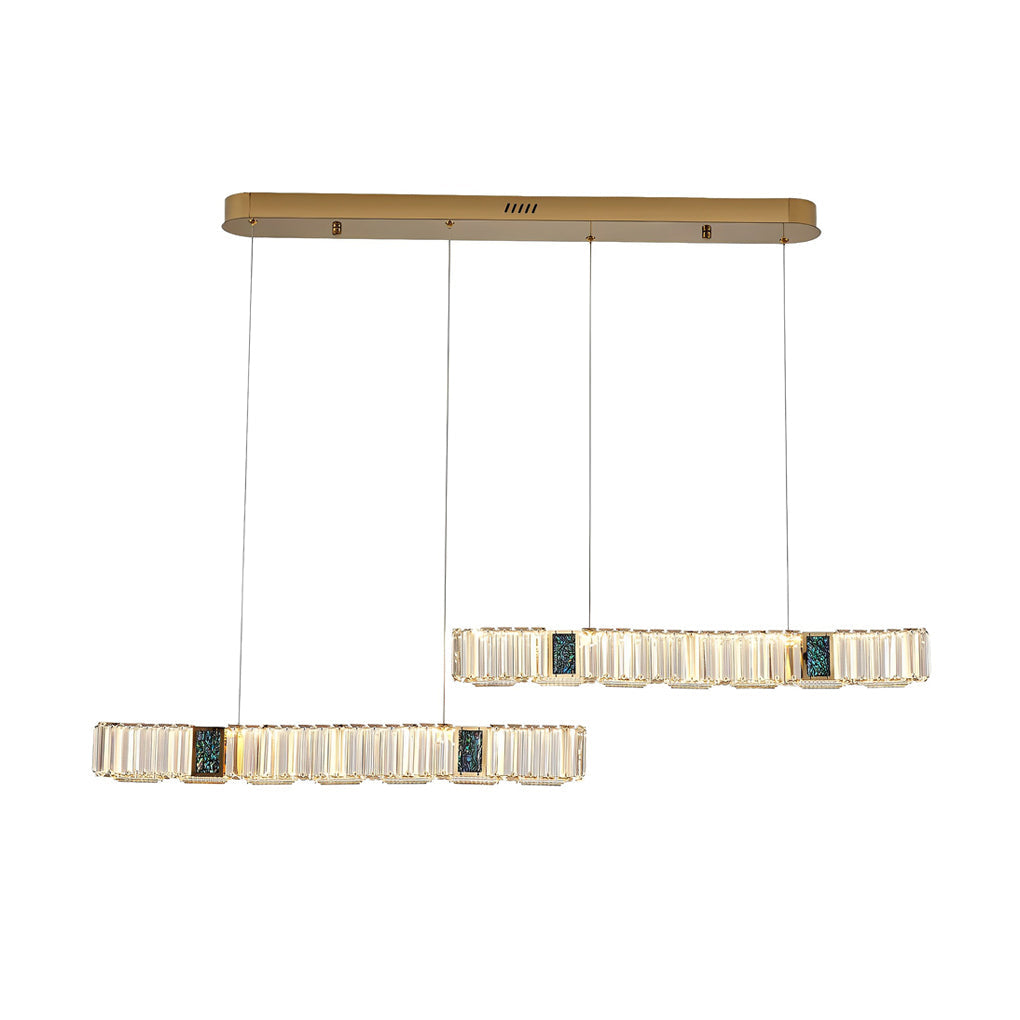 Crystal Chandelier Modern LED Linear Strip Dimmable Dining Room Pendant