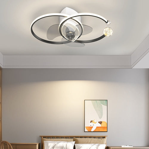 2-Ring Modern Ceiling Fan with 3-Step Dimming Light